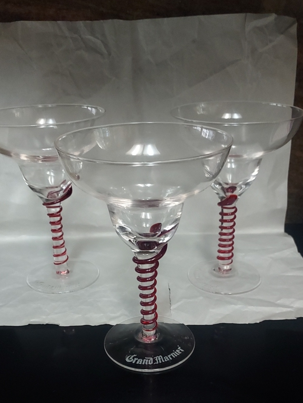 Grand Marnier Red Swirl Martini Glasses Set Of 3.....B25